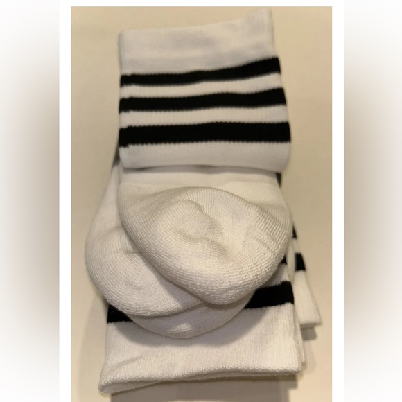 Adidas Golf Crew Socks 3 Pair Men 9-12 White Black 3 Stripe & Logo Cushioned NEW - Picture 9 of 11